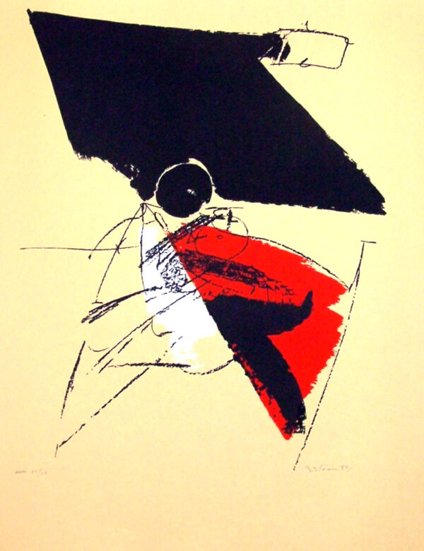 Albert Bitran - 1980 - Tracé sur plan rouge